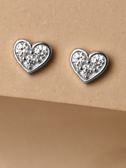 CLARA - 925 Silver Minimal Daily Wear Heart Studs Earrings for Women & Girls