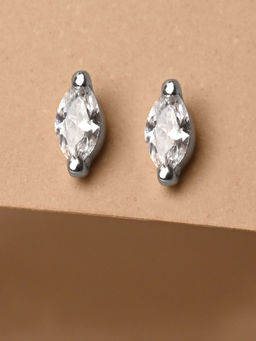 CLARA - 925 Silver Minimal Daily Wear Marquise Studs Earrings for Women & Girls