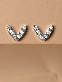 CLARA - 925 Silver Minimal Daily Wear Small V Studs Earrings for Women & Girls