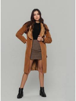 Twenty Dresses by Nykaa Fashion - Women Solid Long Coat with Shawl Collar