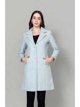 Twenty Dresses by Nykaa Fashion - Blue Notched Lapel Long Coat