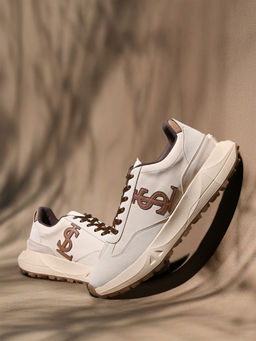 Louis Stitch - Beige Comfortable Lace-Up Sneakers for Men