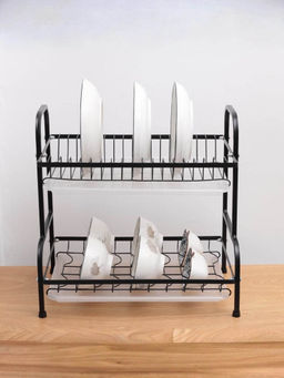 The Better Home - Kitchen 2 Layer Dish Rack, Black
