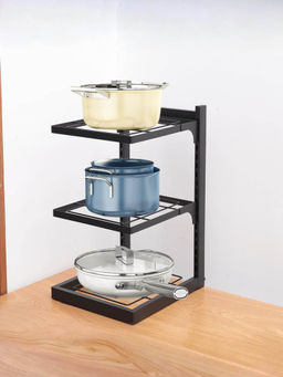 The Better Home - Buckle Type Pot Rack 3 Layer, Black