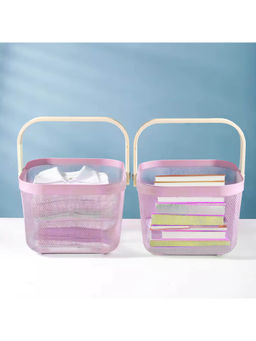 The Better Home - Mesh Metal Basket, Pink (Pack of 2)