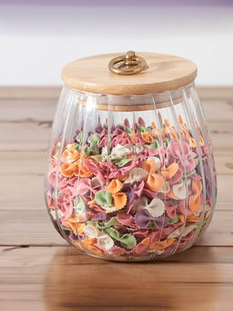 The Better Home - Borosilicate Jar with Wooden Lid, 680Ml (Pack of 2)