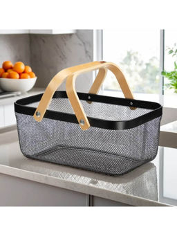 The Better Home - Black Rectangular Metal Wire Basket