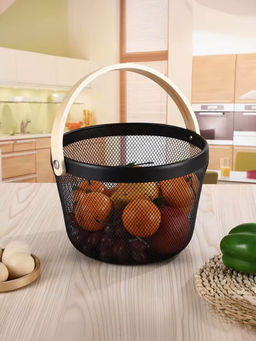 The Better Home - Black Round Metal Wire Basket