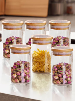 The Better Home - Transparent Borosilicate Jar, 1000Ml (Pack of 6)