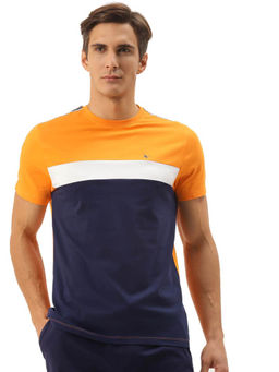 AM SWAN - Multi-Color Cotton Colorblock Half Sleeve Crew Neck T-Shirts