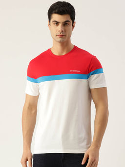 AM SWAN - Multi-Color Colorblock Half Sleeve Crew Neck T-Shirts