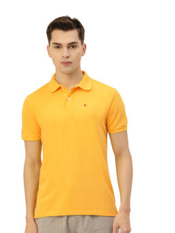 AM SWAN - Mens Yellow Polo Collar T-Shirt with Half Sleeves
