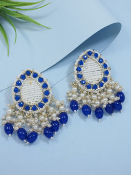 I Jewels - Gold Plated Traditional Kundan Studded Pearl Drop Earrings