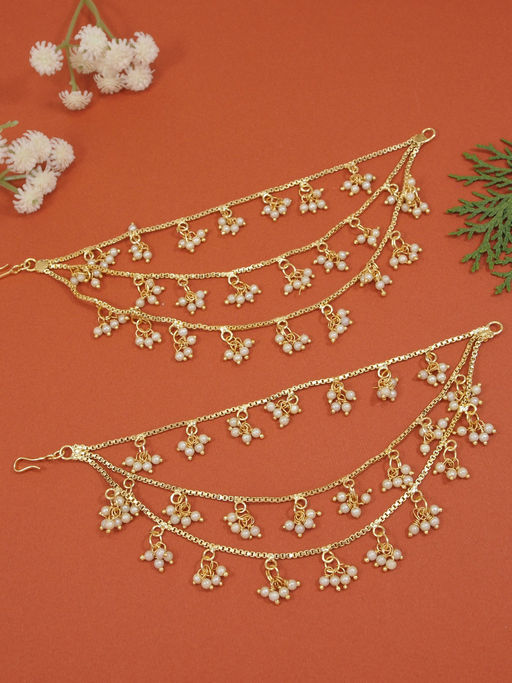 I Jewels Gold Plated Hair Chain Earrings