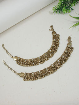 I Jewels - Traditional Gold Plated Kundan Anklet for Girls and Women