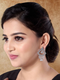 I Jewels - Ethnic Oxidised Afghani Style Boho Dangle Earrings for Women