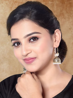 I Jewels - Gold Plated Afghani Style Jhumka Earrings for Women