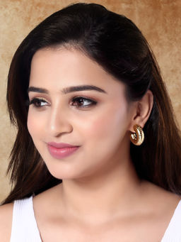 I Jewels - Gold Plated Half Circle Designed Half Hoop Earrings for Women