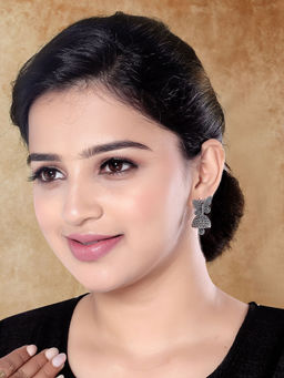 I Jewels - Ethnic Oxidised Butterfly Jhumka Earrings