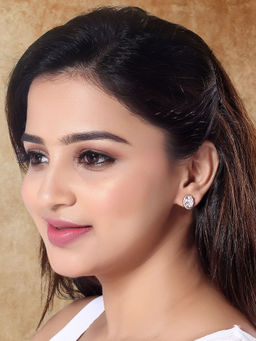 I Jewels - Rose Gold Plated CZ & American Diamond Fashionable Stud Earrings (E3351RG)