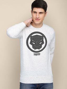 Free Authority - Young Men Black Panther Printed White Injection Sweatshirt