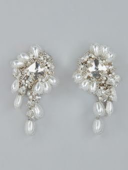 House of D'oro - Evania Silver Pearl Cluster Dangling Earrings