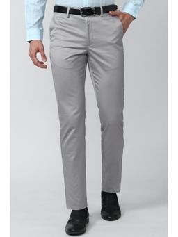Peter England - Men Grey Solid Regular Fit Formal Trousers