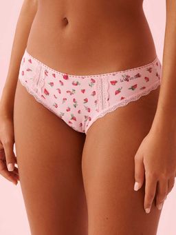 La Vie En Rose - Cotton And Lace Detail Bikini Panty Pink