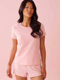 La Vie En Rose - Cotton T-Shirt Pink