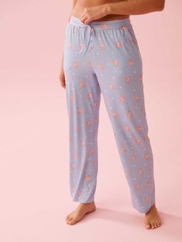 La Vie En Rose - Rose Print Super Soft Pyjama Pants Blue