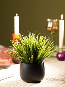 Pure Home + Living - Green Artificial Grass in Ceramic Pot
