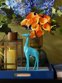 Pure Home + Living - Teal Polyresin Giraffe Figurine