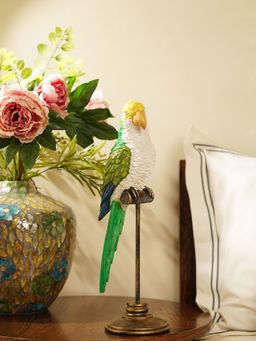 Pure Home + Living - Green Polyresin Exotic Parrot with Stand