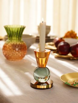 Pure Home + Living - Orange 3 Tone Multishape Glass Candle Holder