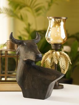 Pure Home + Living - Brown Antique Finish Bull Bust Figurine