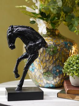 Pure Home + Living - Black Horse Bust Polyresin Figurine with Stand