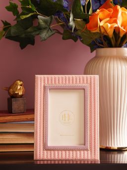 Pure Home + Living - Pink & Purple Stitched Faux Leather Photo Frame