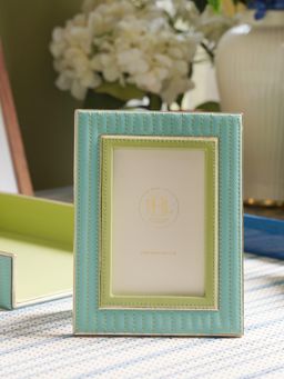 Pure Home + Living - Blue & Green Stitched Faux Leather Photo Frame