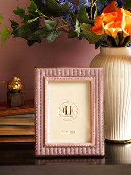 Pure Home + Living - Purple & Pink Stitched Faux Leather Photo Frame