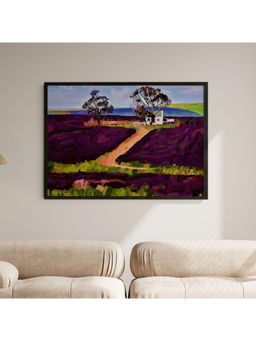 ARTCREST - Lavender Fields Large Painting Black Box Framed Canvas Wall Art Painting