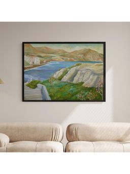 ARTCREST - Springing Down the Shore Large Painting Black Box Framed Canvas Wall Art Painting