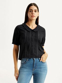 Levi's - Women Lace Black Peter Pan Collar Top