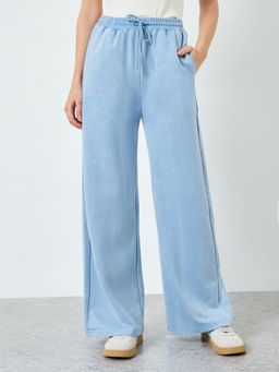 Styli - Women’s Acid Wash Wide Leg Cotton Trackpant