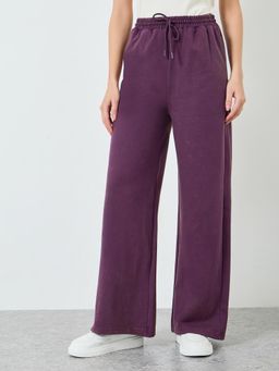 Styli - Women’s Acid Wash Wide Leg Cotton Trackpant