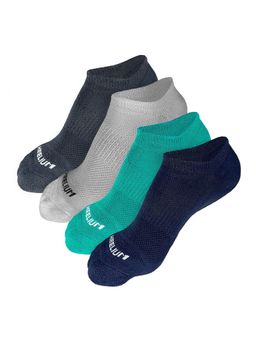 Heelium - Bamboo Zero Ankle Socks for Men - Odourfree - 4 Pairs - Light Grey - Teal - Grey - Navy
