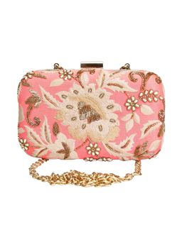 The Purple Sack - Coral Embroidered Clutch
