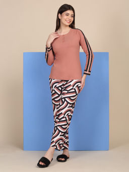 Sweet Dreams - Women Brown Printed T-shirt and Pyjama