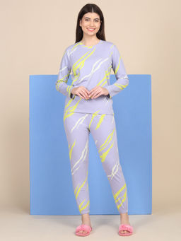 Sweet Dreams - Women Lavender Printed T-shirt and Joggers