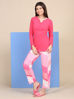 Sweet Dreams - Women Pink Printed Top and Pyjama