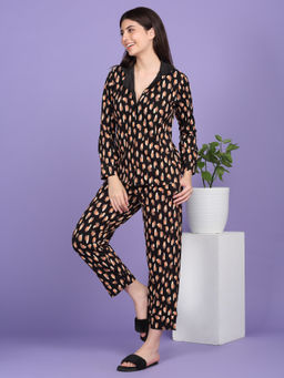 Sweet Dreams - Women Black Printed Shirt and Pyjama